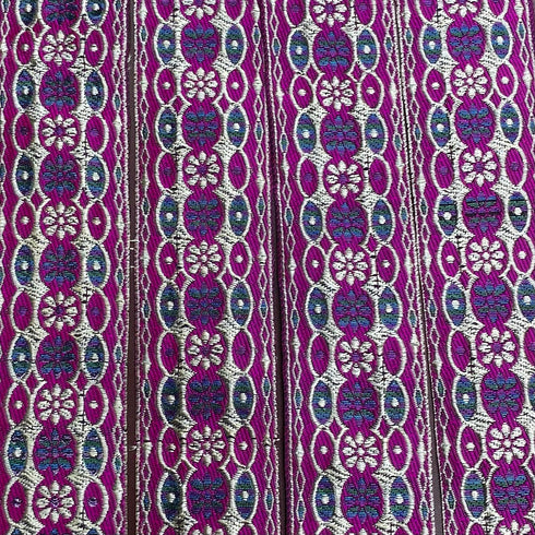 Per Metre, Metallic Trimming, 45mm Wide (Cerise & Light Gold)