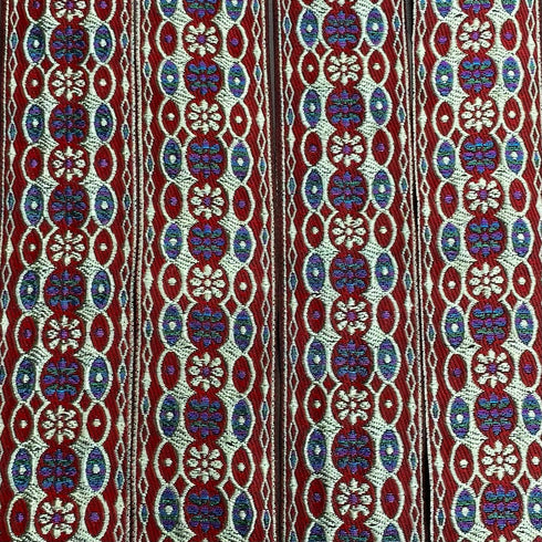 Per Metre, Metallic Trimming, 45mm Wide (Maroon & Light Gold)