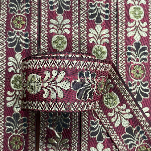 Per Metre, Metallic Trimming, 30mm Wide (Maroon)