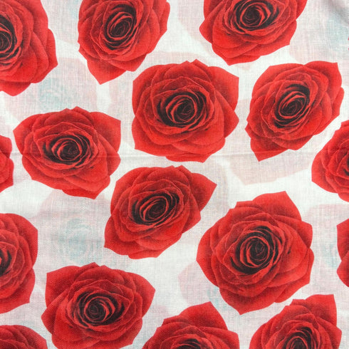 1.8 Metre Super Soft Pashmina Fabric - 37"- (Red Roses)