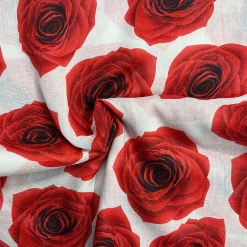 1.8 Metre Super Soft Pashmina Fabric - 37"- (Red Roses)