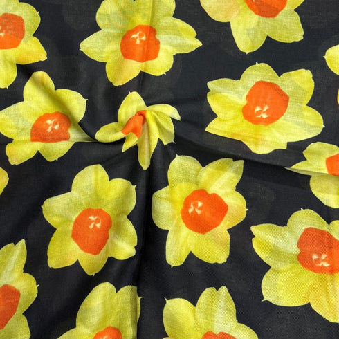 1.8 Metre Super Soft Pashmina Fabric - 37"- (Yellow Roses)