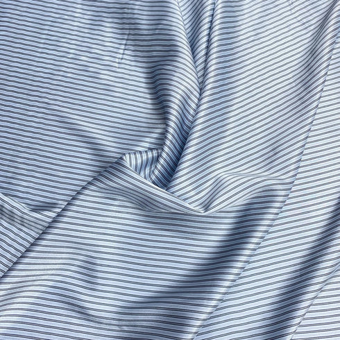 3 Metres Medium Weight Satin Finish Suiting 55" Wide - (Blue Stripes)