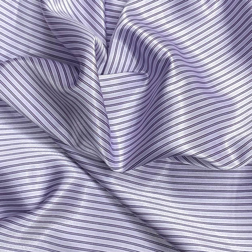 3 Metres Medium Weight Satin Finish Suiting 55" Wide - (Purple Stripes)