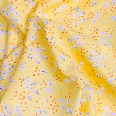Per Metre Luxury Dressmaking 100% Digital Printed Cotton Lawn- 55" (Sun)