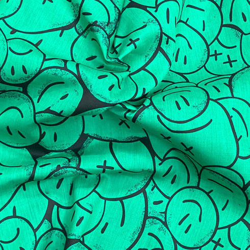 Per Metre Luxury Dressmaking 100% Digital Printed Cotton Lawn- 55" (Smile)