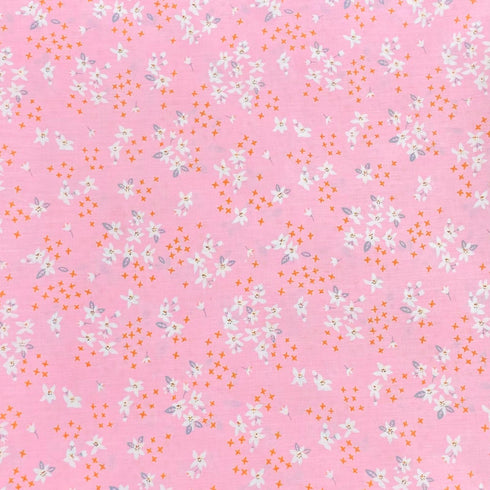 Per Metre Luxury Dressmaking 100% Digital Printed Cotton Lawn- 55" (Baby Pink)