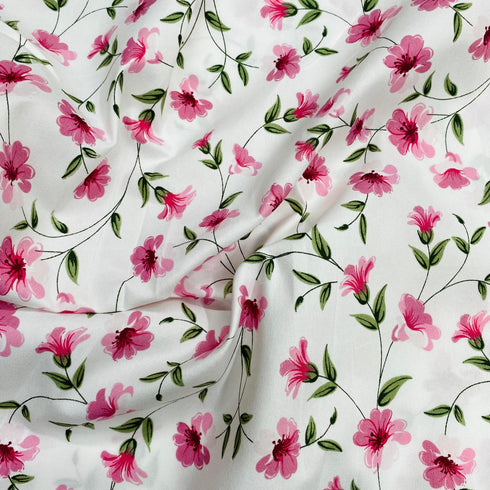 3 Metres Luxury Poly Cotton Blend Sheeting 90"  (Small Pink Floral)