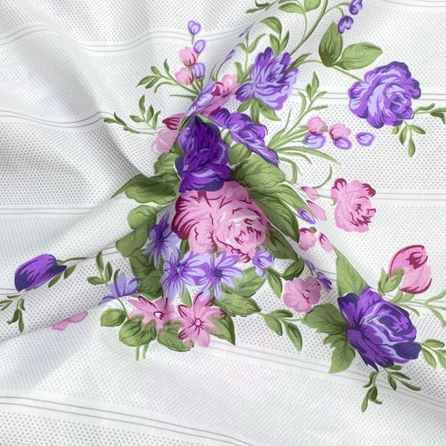 Luxury Poly Cotton Blend Sheeting 90"  (Purple Floral)