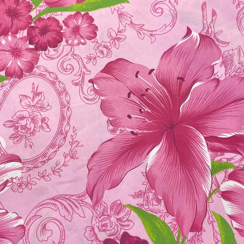 3 Metres Luxury Poly Cotton Blend Sheeting 90"  (Pink Floral)