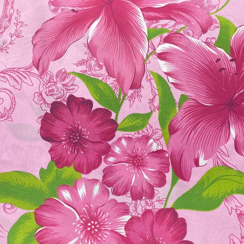 3 Metres Luxury Poly Cotton Blend Sheeting 90"  (Pink Floral)