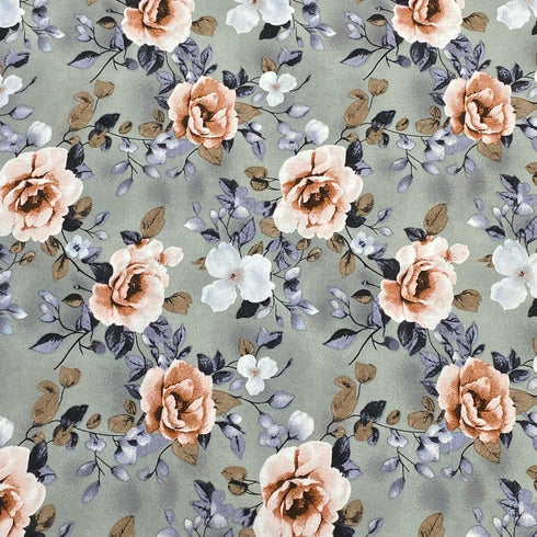 3 Metres, Printed Summer Dressmaking Viscose Fabric - 55" Wide (Petunia)
