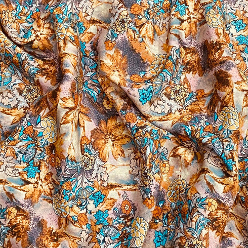 3 Metres, Printed Summer Dressmaking Viscose Fabric - 55" Wide (Lotus)