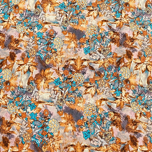 3 Metres, Printed Summer Dressmaking Viscose Fabric - 55" Wide (Lotus)