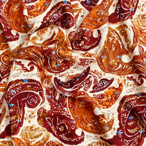 3 Metres, Printed Summer Dressmaking Viscose Fabric - 55" Wide (Marigold)