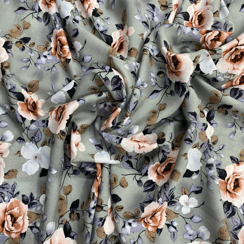 3 Metres, Printed Summer Dressmaking Viscose Fabric - 55" Wide (Petunia)