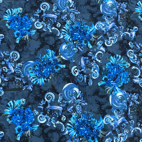 3 Metres, Printed Summer Dressmaking Viscose Fabric - 55" Wide (Bluebell)