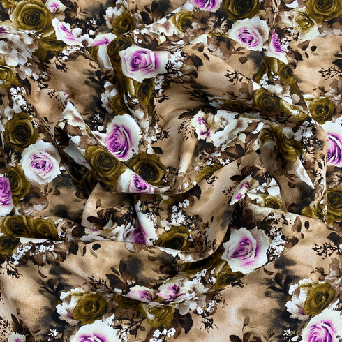 3 Metres, Printed Summer Dressmaking Viscose Fabric - 55" Wide (Amaryllis)