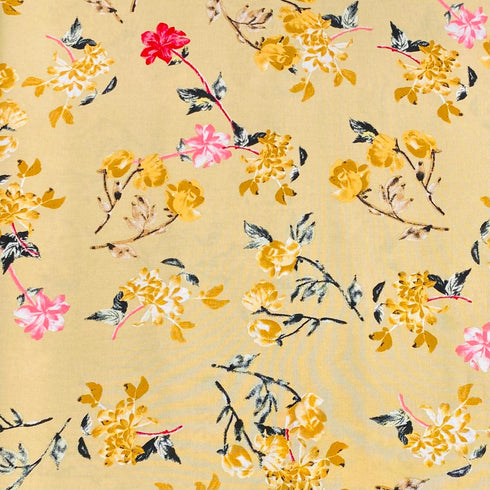 3 Metres, Printed Summer Dressmaking Viscose Fabric - 55" Wide (Marigold)