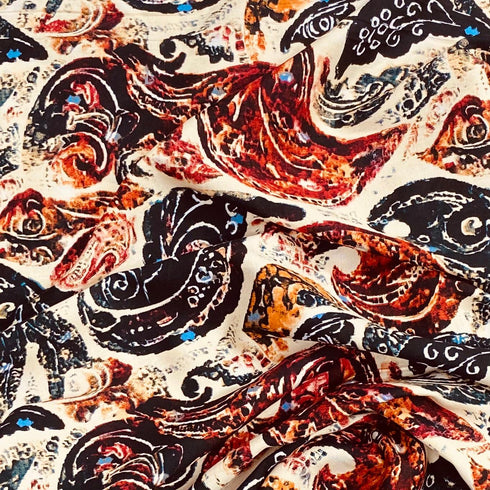 3 Metres, Printed Summer Dressmaking Viscose Fabric - 55" Wide (Zinnia)