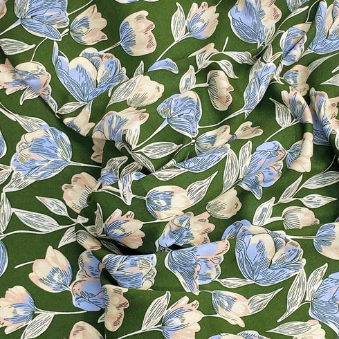 3 Metres, Printed Summer Dressmaking Viscose Fabric - 55" Wide (Carnation)