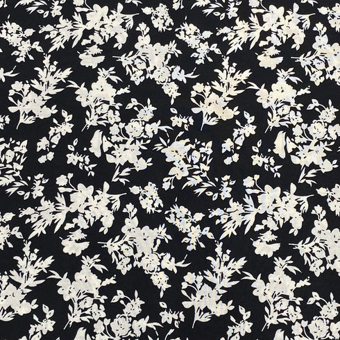 3 Metres, Printed Summer Dressmaking Viscose Fabric - 55" Wide (Black)