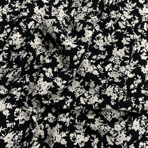 3 Metres, Printed Summer Dressmaking Viscose Fabric - 55" Wide (Black)