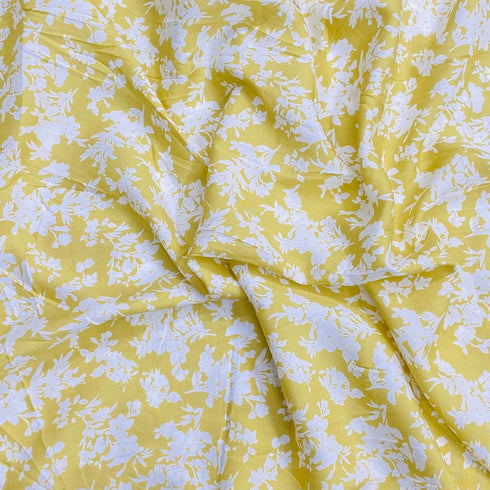 3 Metres, Printed Summer Dressmaking Viscose Fabric - 55" Wide (Yellow)