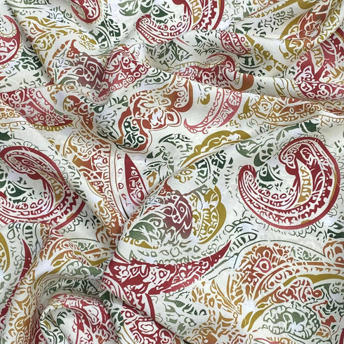 3 Metres, Printed Summer Dressmaking Viscose Fabric - 55" Wide (Leaf)