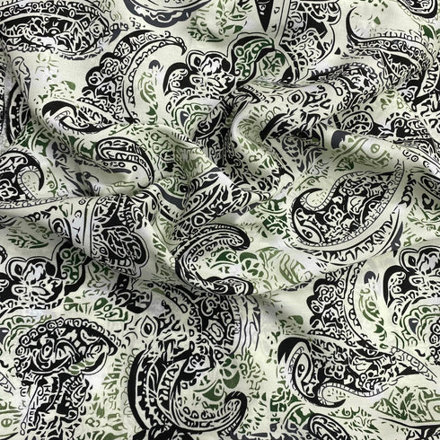 3 Metres, Printed Summer Dressmaking Viscose Fabric - 55" Wide (Paisley)