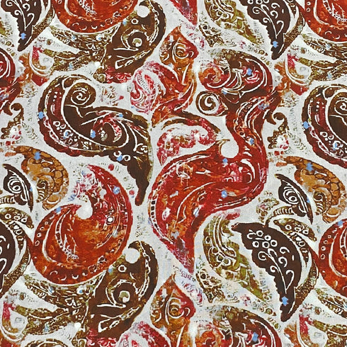 3 Metres, Printed Summer Dressmaking Viscose Fabric - 55" Wide (Red & Beige)