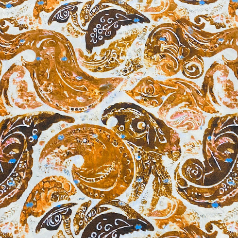 3 Metres, Printed Summer Dressmaking Viscose Fabric - 55" Wide (Orange)