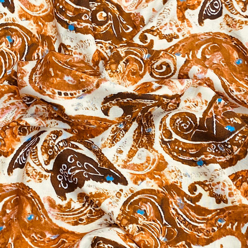 3 Metres, Printed Summer Dressmaking Viscose Fabric - 55" Wide (Orange)