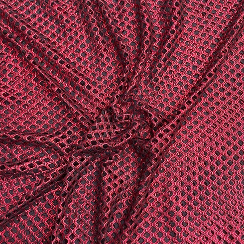 3 Metres Metallic Cutwork Jersey 60' wide (Red)
