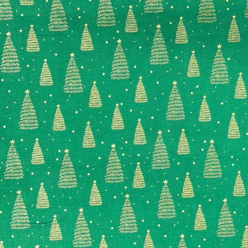 2 Piece Bundle Digitally Printed Gold Foil Christmas 100% Cotton- 45" Wide (Tree Bundle)