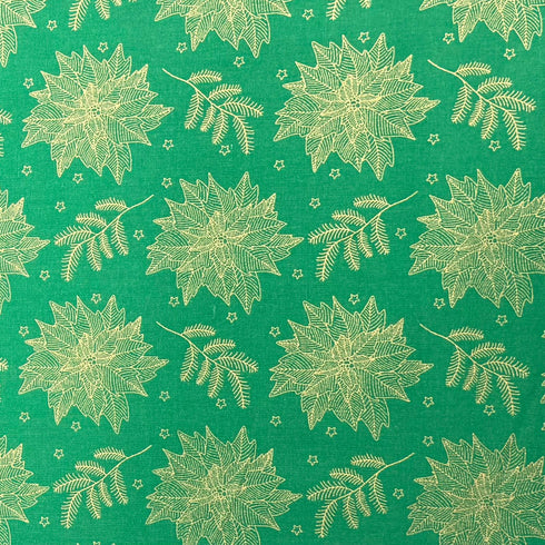 2 Piece Bundle Digitally Printed Gold Foil Christmas 100% Cotton- 45" Wide (Bloom Bundle)