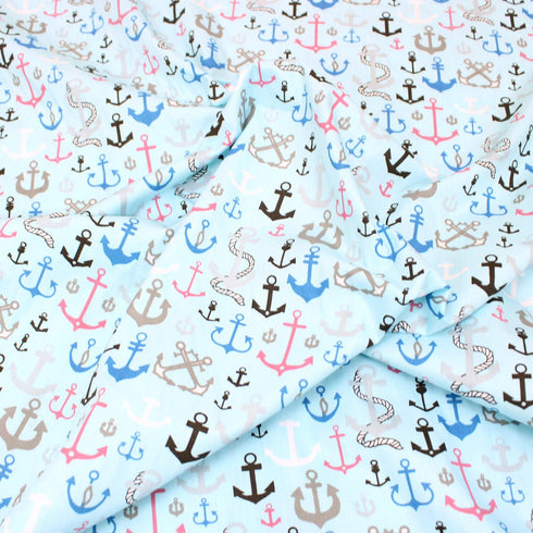 3 Metre Premium Eco-Cotton 45" Wide - Light Blue Anchor