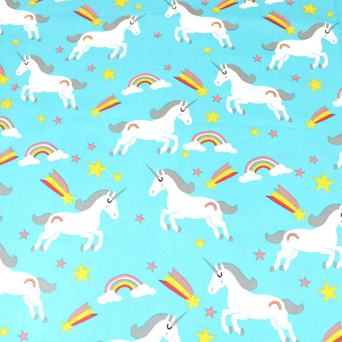 3 Metre Premium Eco-Cotton 45" Wide - Blue Unicorn