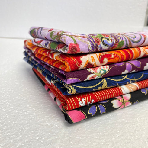6 Piece Oriental Cotton Fat Quarter Bundle- 100% Cotton
