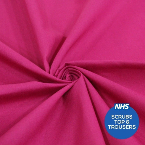 Premium Plain Polycotton Fabric, 60° Washable, 45"- 20 Colours Available