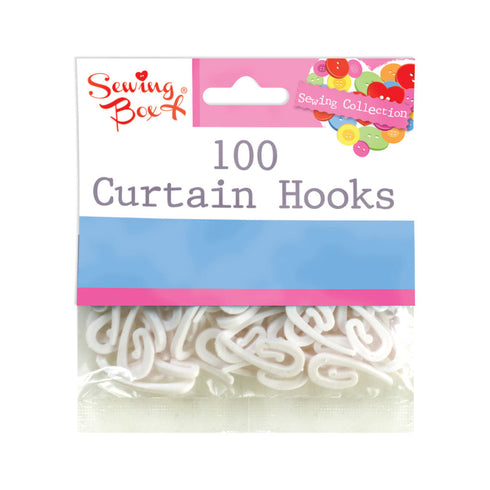 White Curtain Hooks- 100 Piece