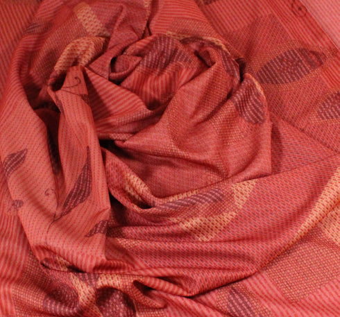 3 Metres Soft Floral Printed Mesh - 55" Wide - Terracotta Orange