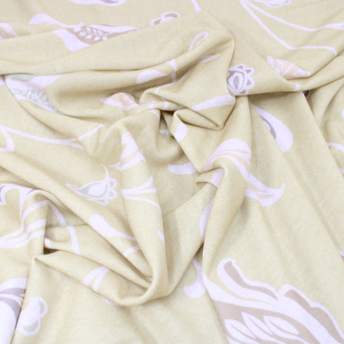 3 Metres Soft Floral Terry Jersey - 55" Wide - Mustard
