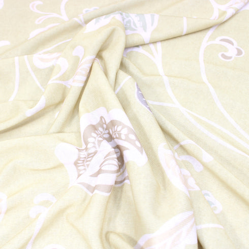 3 Metres Soft Terry Floral Jersey - 55" Wide - Mustard