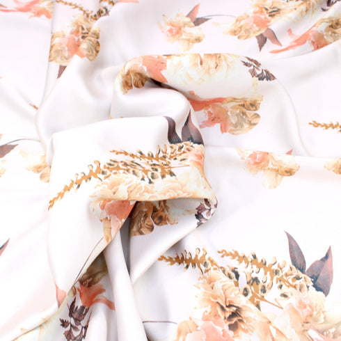 3 Metres Medium Weight Soft Satin Floral Furnishing Fabric 55" Wide