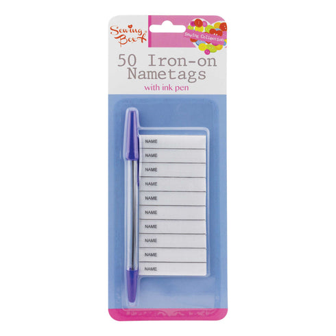 Iron On Nametags & Ink Pen- 50 Pack