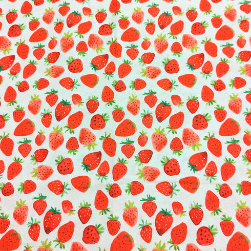 Sold Per Metre Digital Print 100% Cotton- Strawberry Sketch