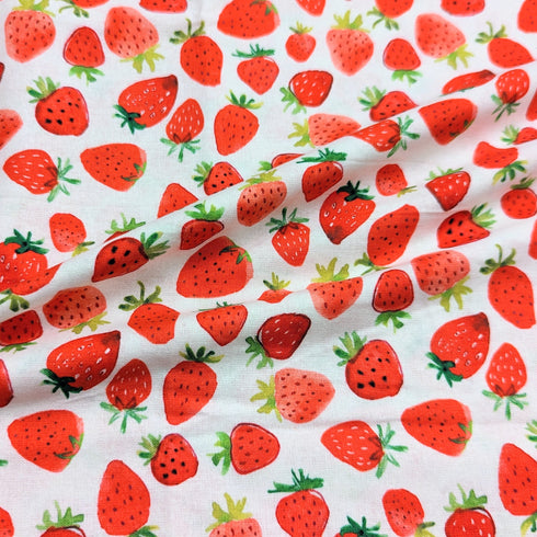 Sold Per Metre Digital Print 100% Cotton- Strawberry Sketch
