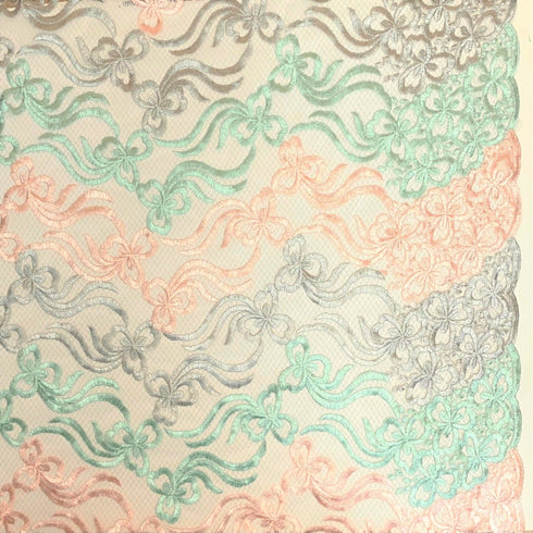 3 Metres, Luxury Embroidered Bridal Lace, 'Pastels' - 55" Wide