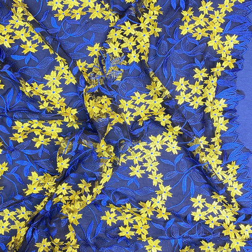 3 Metres, Luxury Embroidered Bridal Lace, 'Golden' - 55" Wide